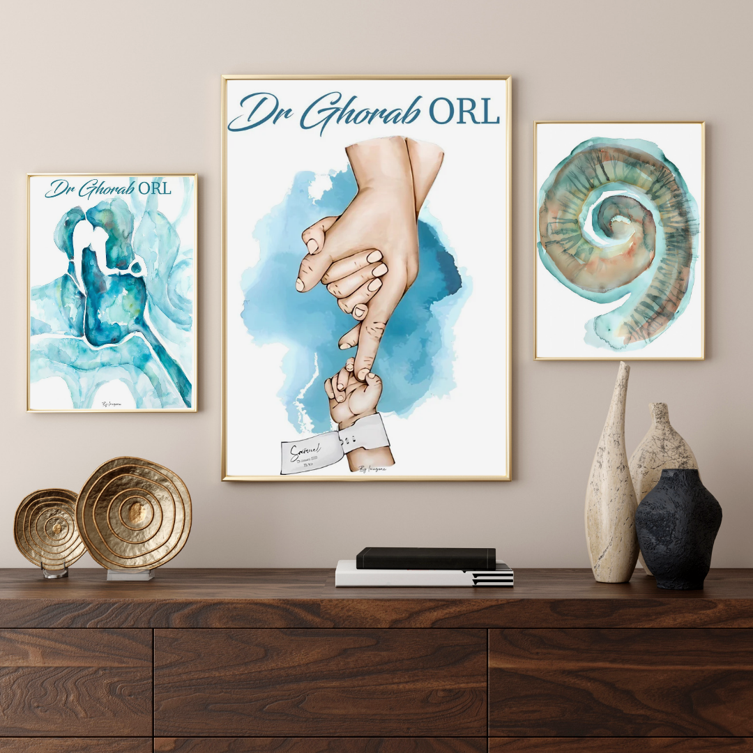 Série de 3 tableaux thème ORL