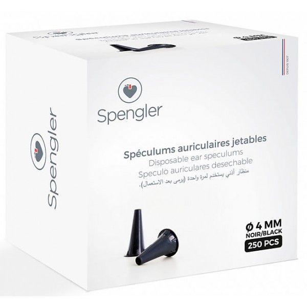 Spéculums auriculaires 250 psc dia 2.5 noir enfant Spengler 